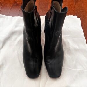 Christian Louboutin Adoxa black calf leather ankle boots with a 70mm heel.